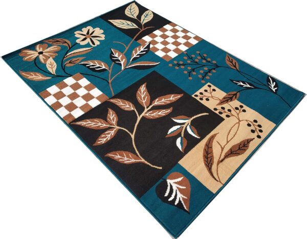 BLUE AND BLACK FLORAL PRINTED CARPET Designer Carpets